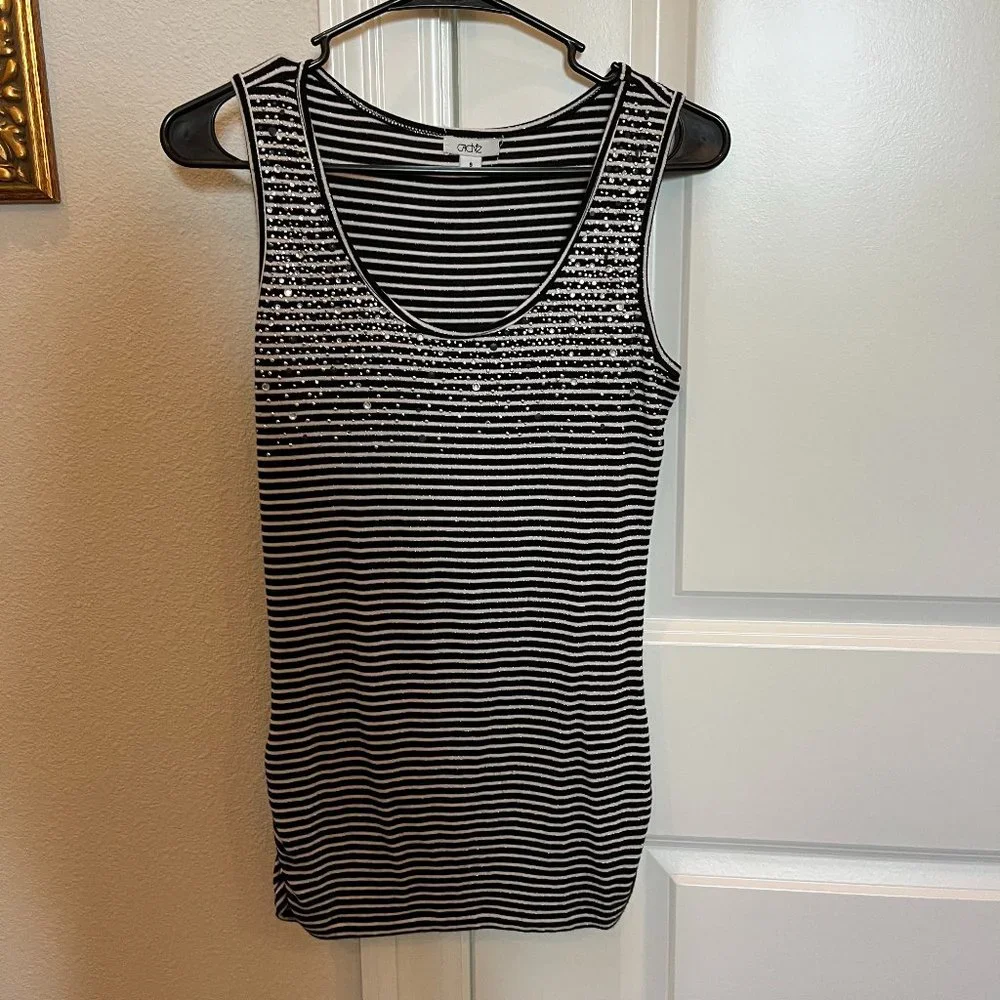 Cache Striped Tank Top with Rhinestones Size S - Picture 1 of 5